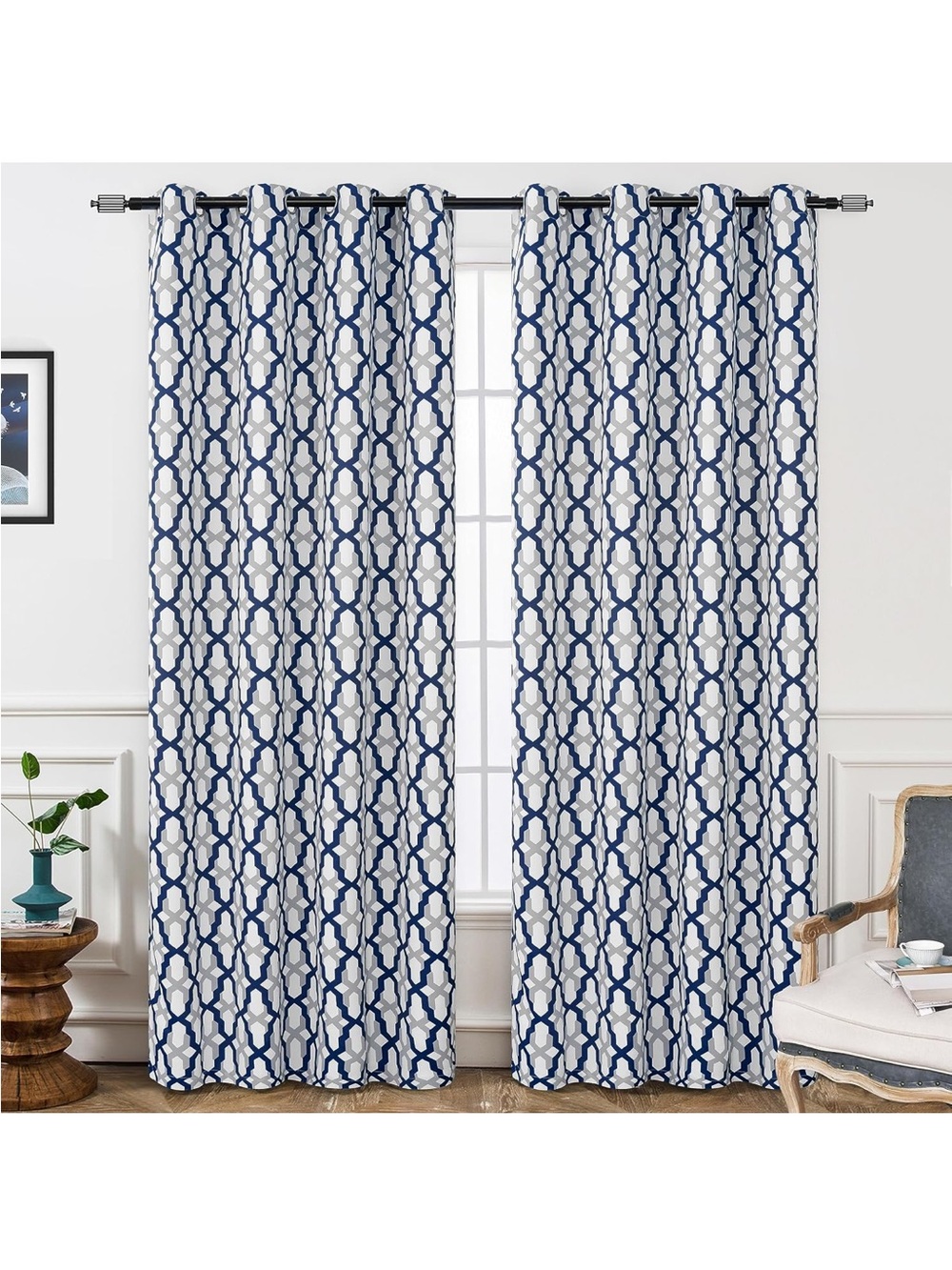 Set of two panels Navy Blackout Grommet Curtain Panel - more available